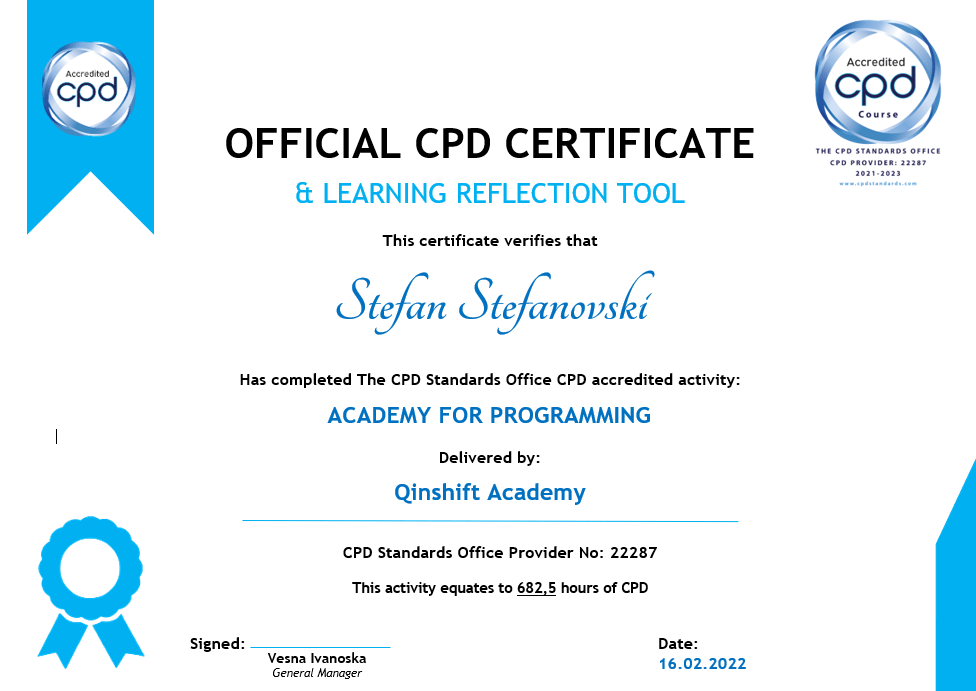 CPD akredidatija za akademija za programiranje